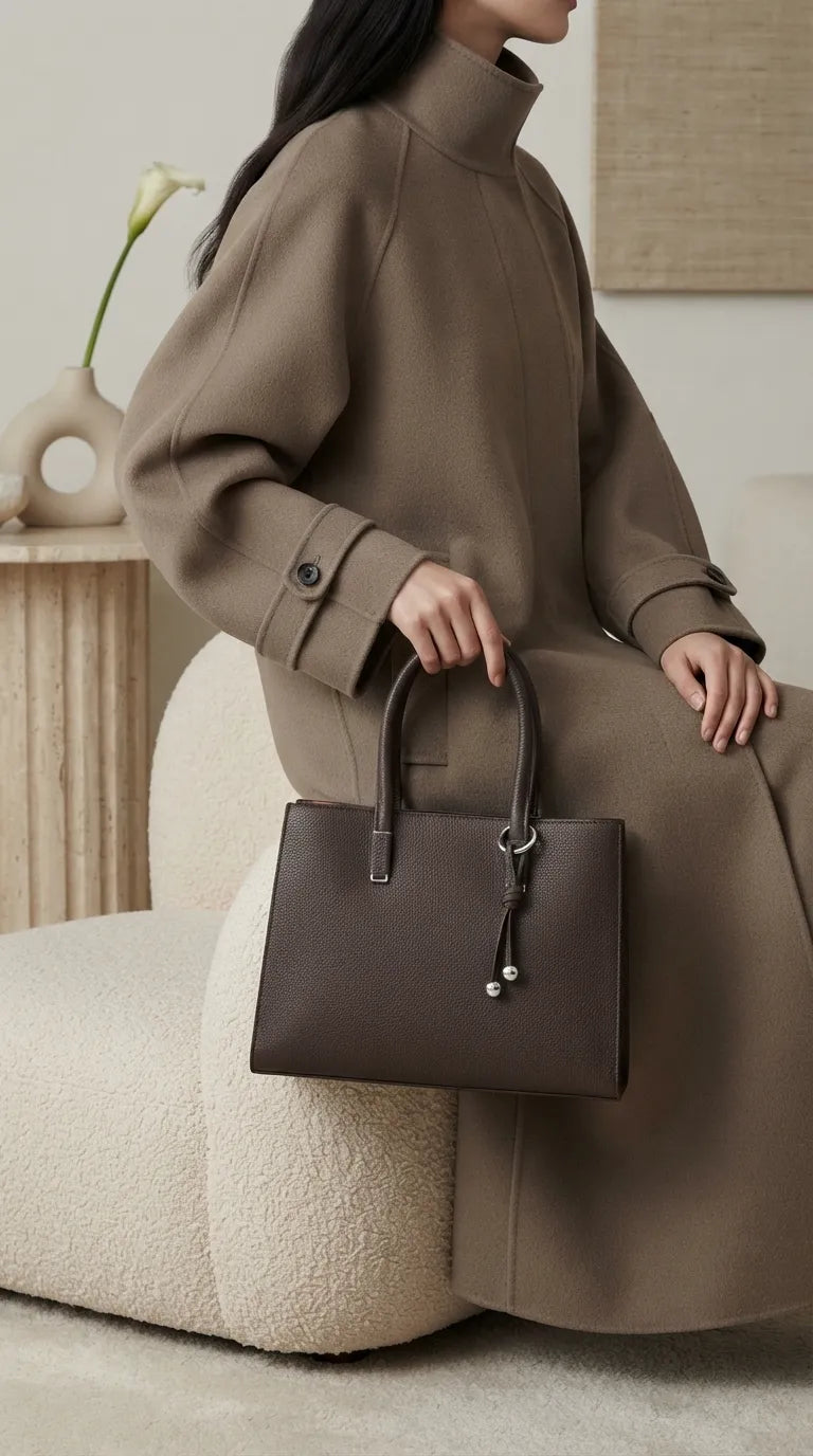 Coffee Formal Hand Bag For Women P36651