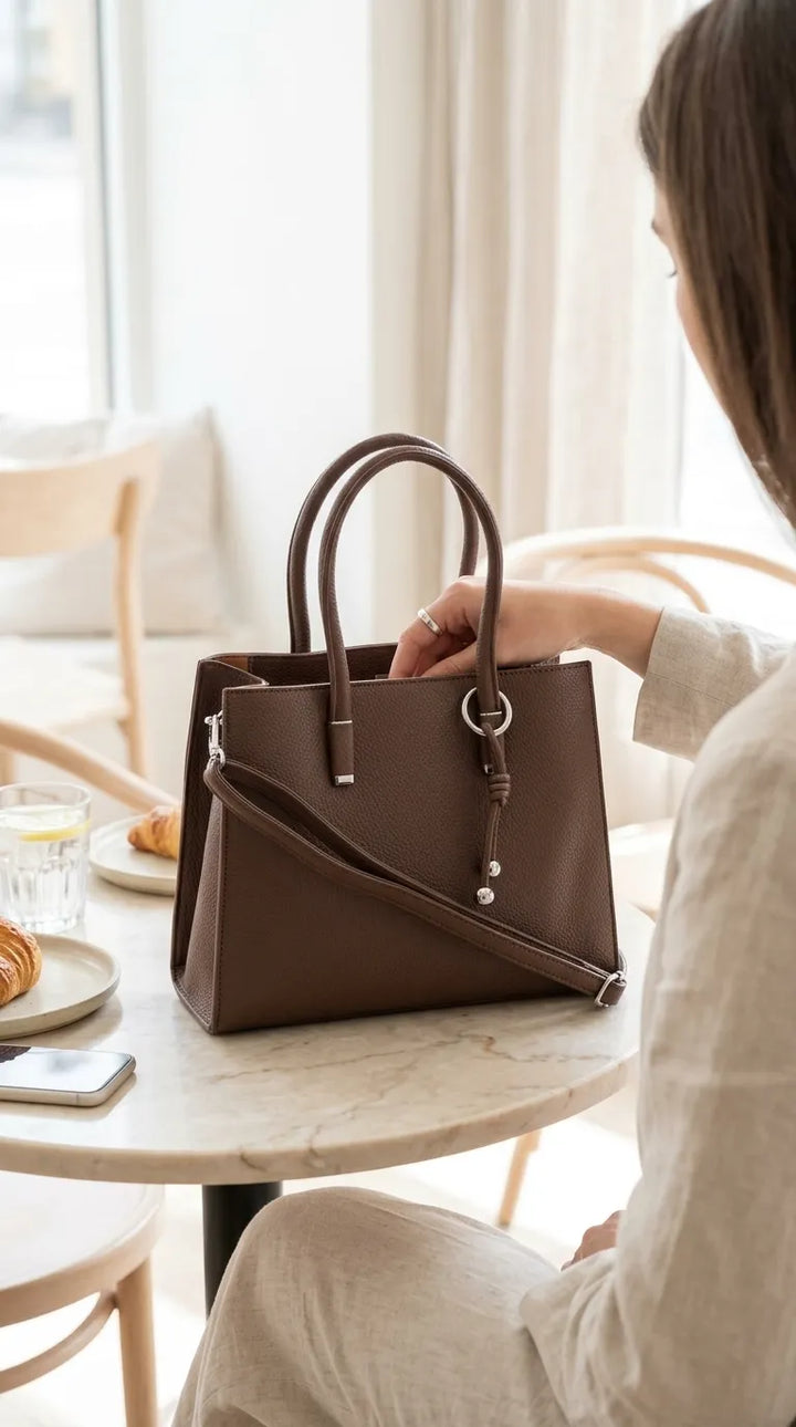 Coffee Formal Hand Bag For Women P36651