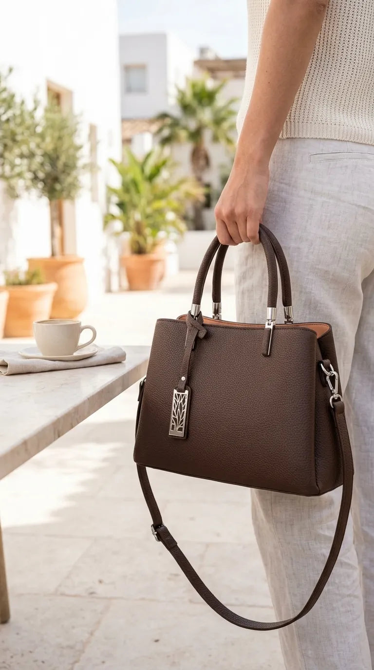 Coffee Formal Hand Bag For Women P36652