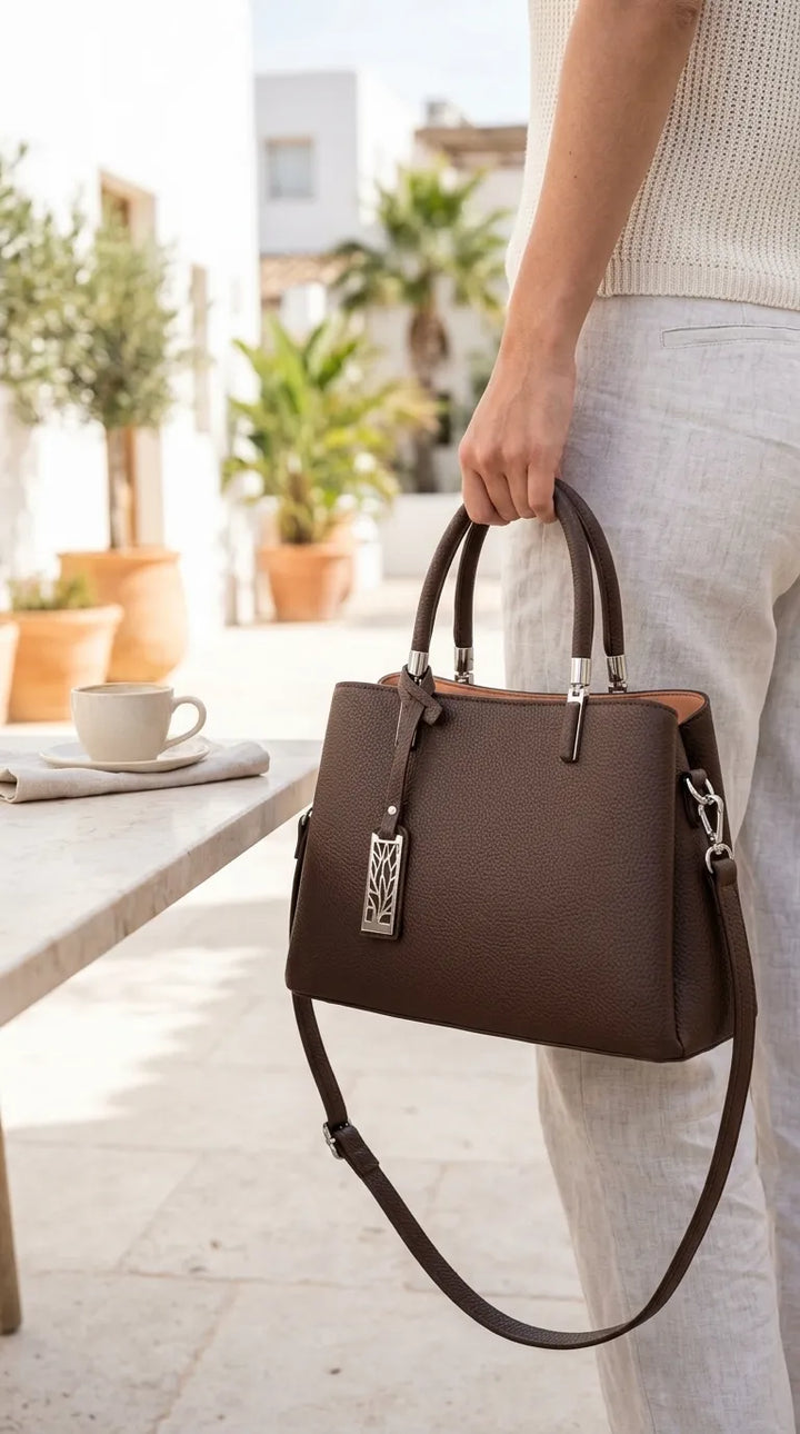 Coffee Formal Hand Bag For Women P36652