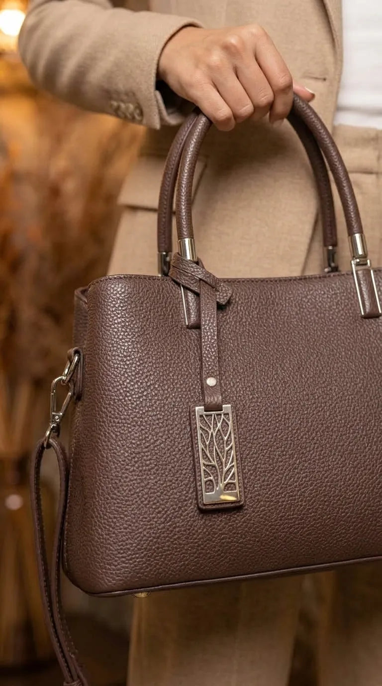 Coffee Formal Hand Bag For Women P36652