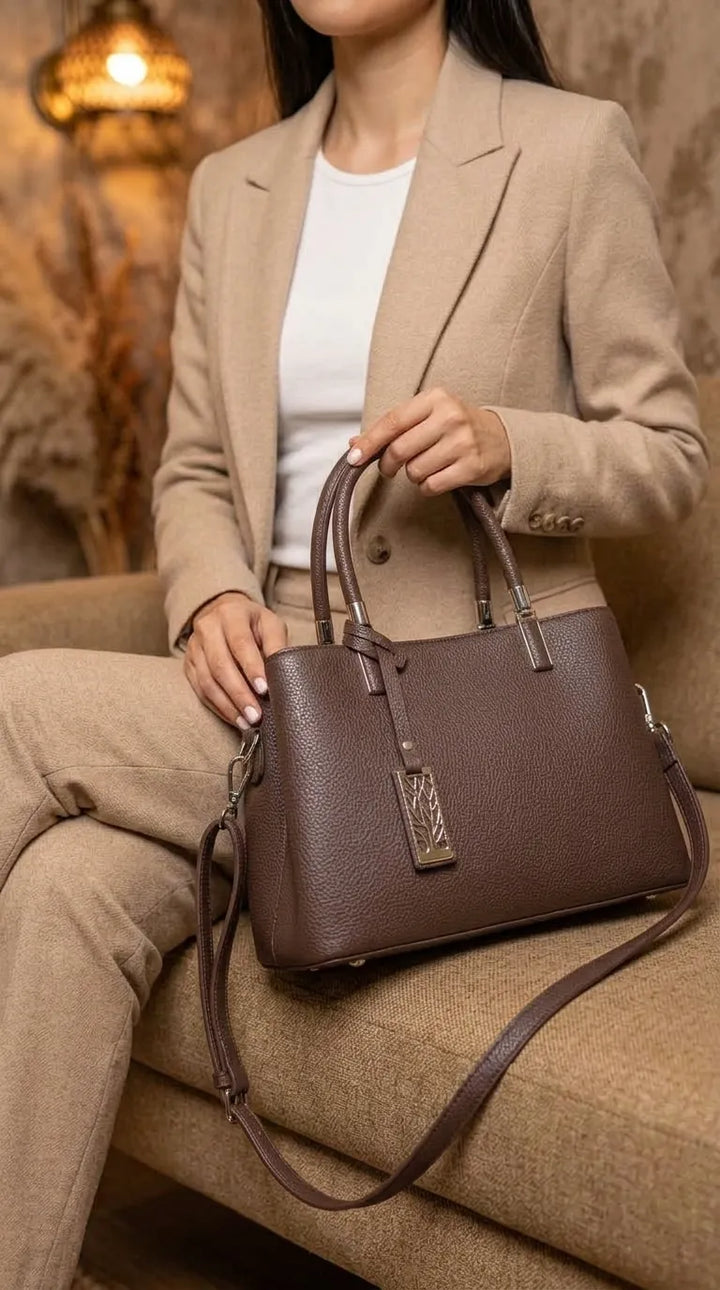 Coffee Formal Hand Bag For Women P36652