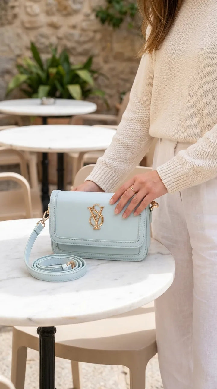 Sky Blue Formal Shoulder Bag For Ladies P36669