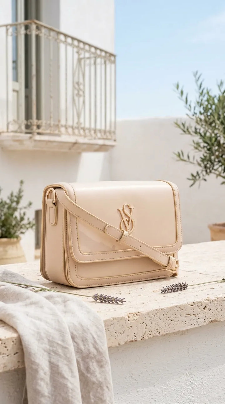 Beige Formal Shoulder Bag For Ladies P36670