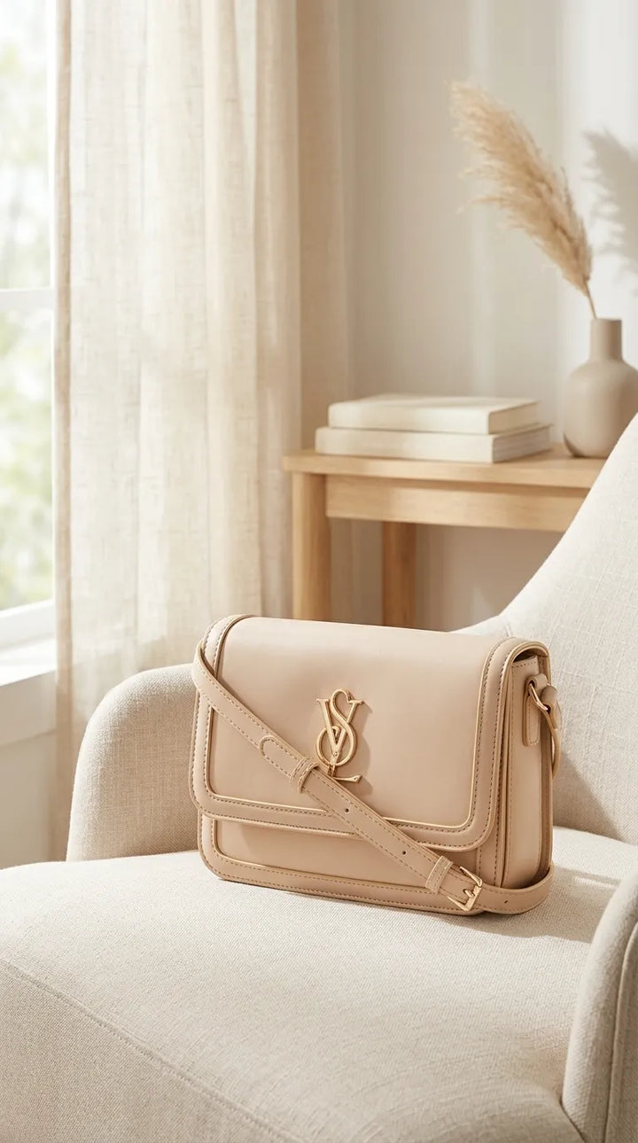 Beige Formal Shoulder Bag For Ladies P36670