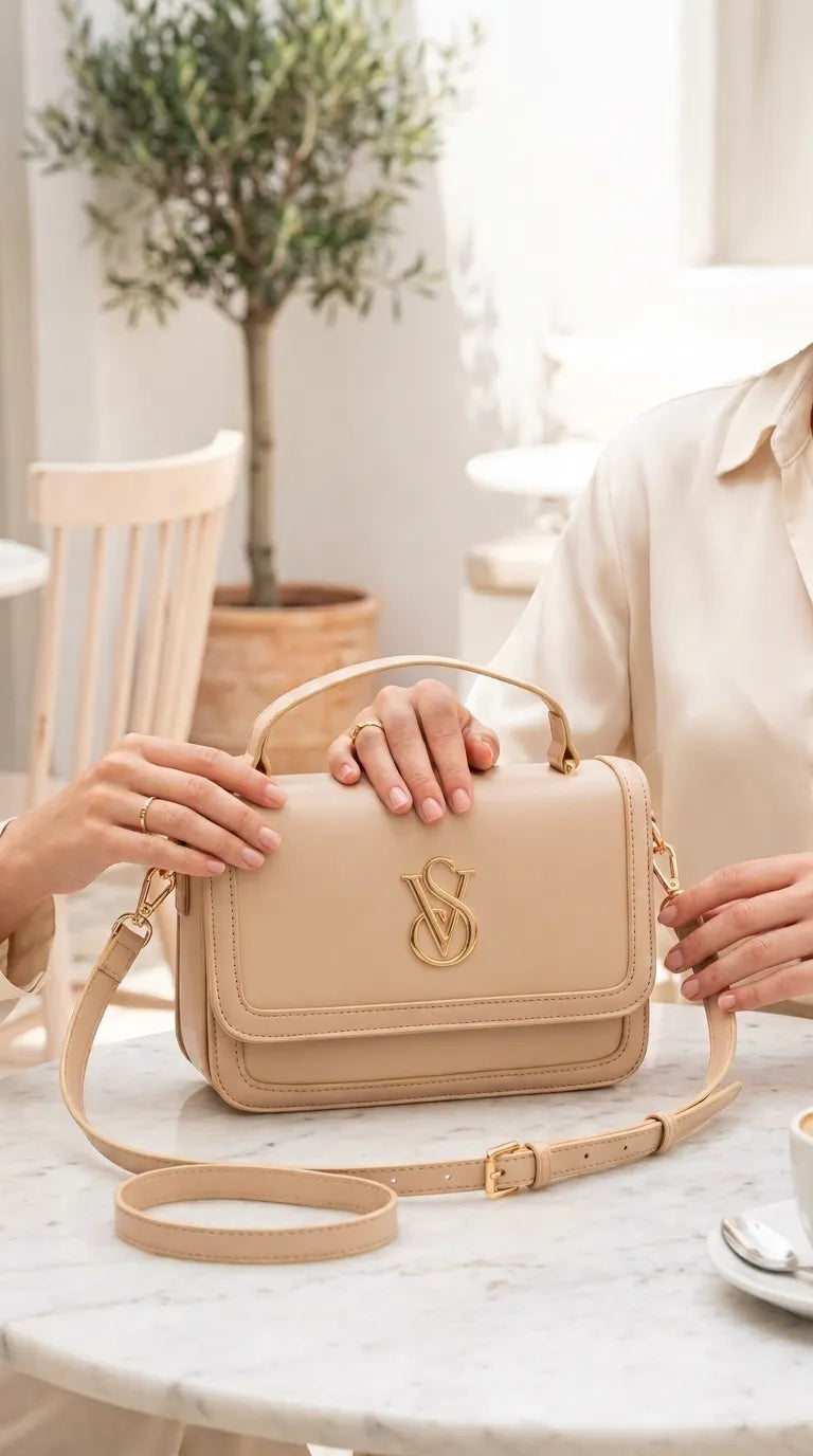 Beige Formal Shoulder Bag For Women P36671
