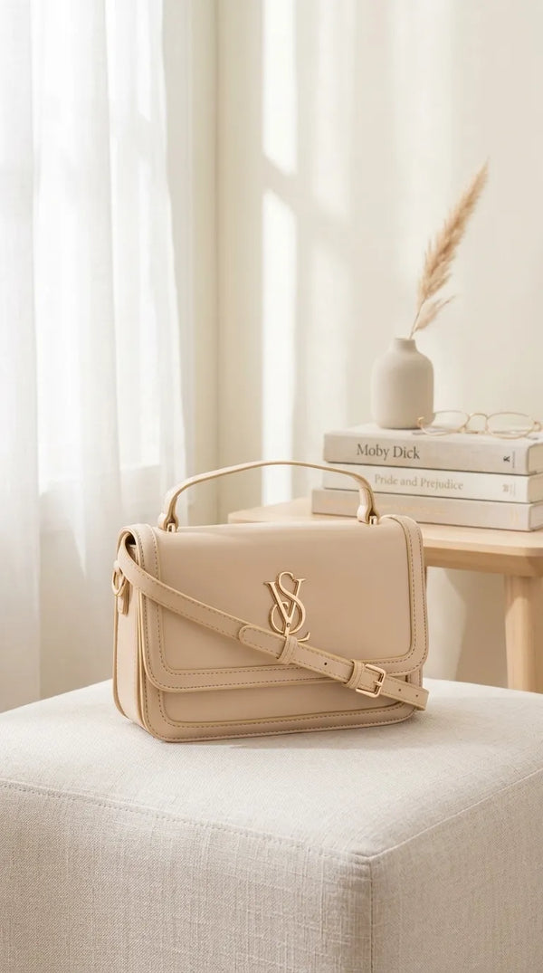 Beige Formal Shoulder Bag For Women P36671