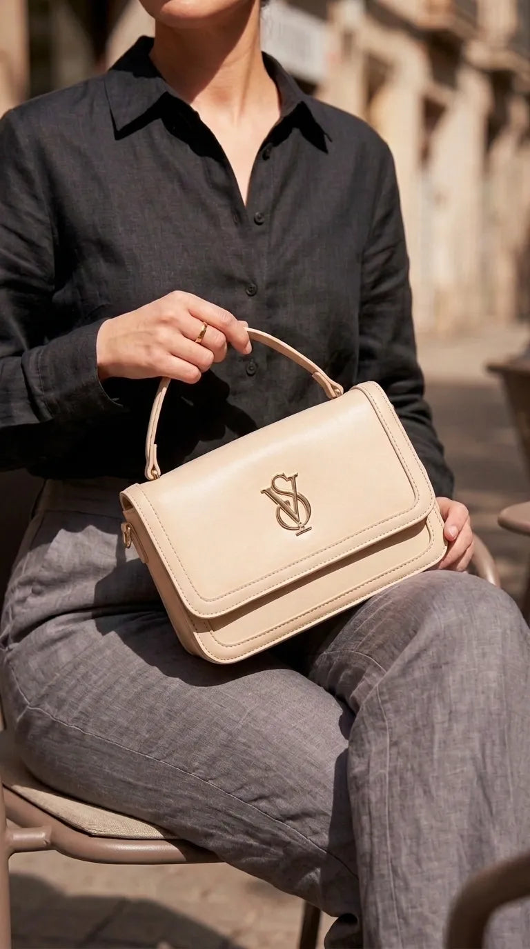 Beige Formal Shoulder Bag For Women P36671
