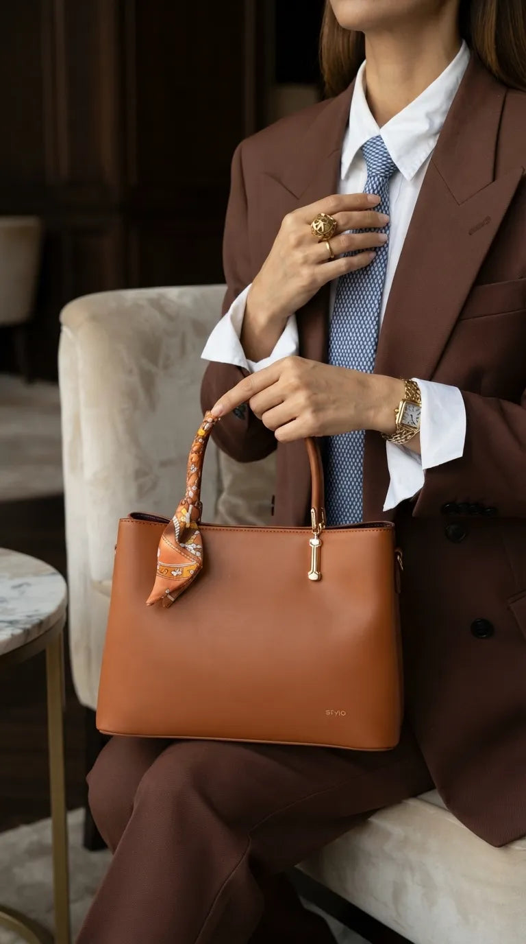 Brown Formal Hand Bag For Women P36673