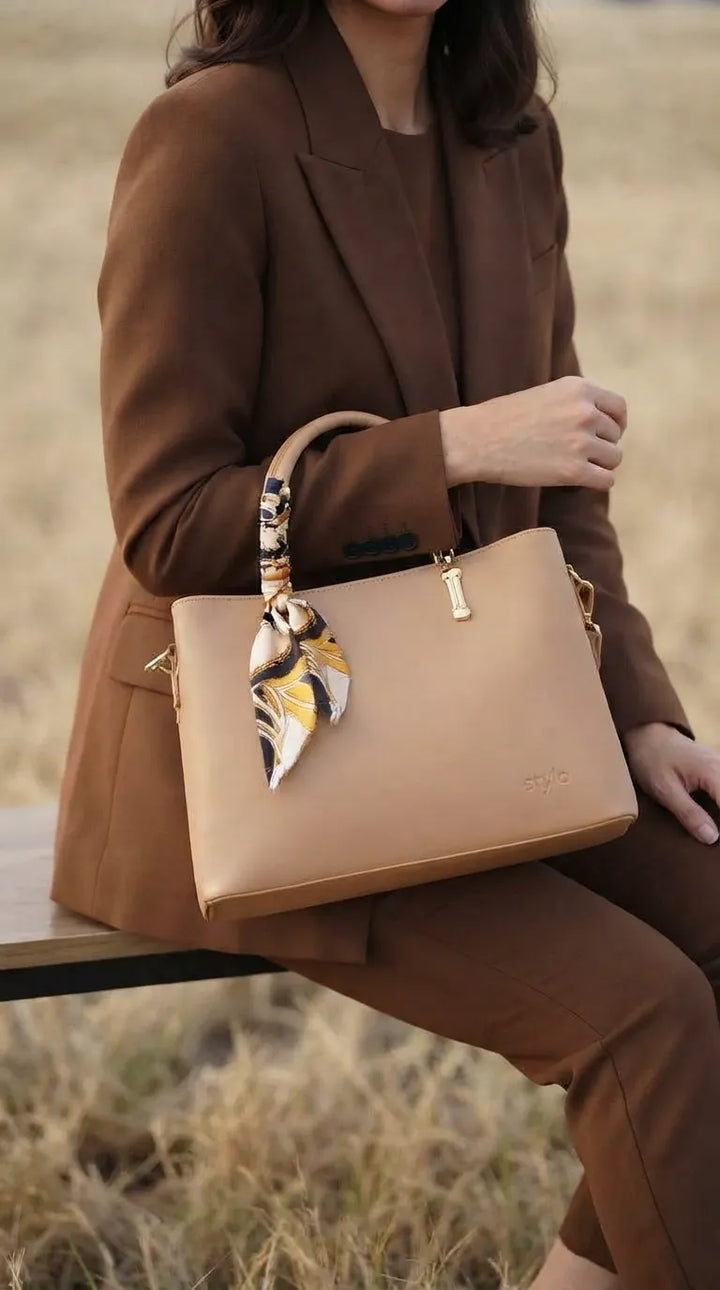 Beige Formal Hand Bag For Women P36673