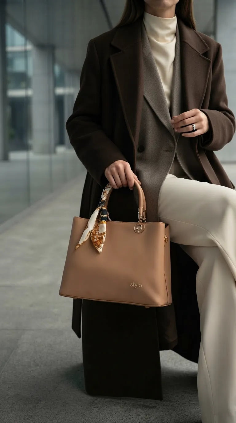 Beige Formal Hand Bag For Women P36676