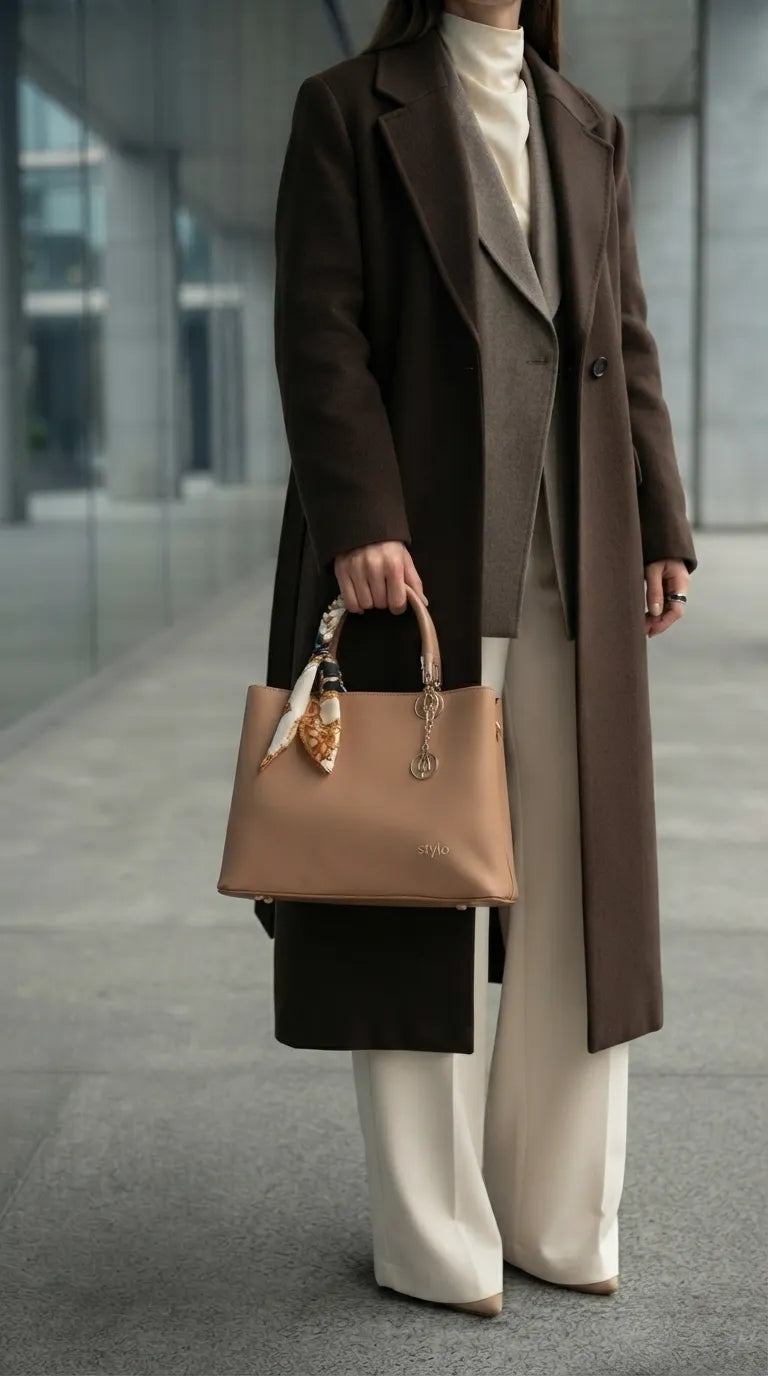 Beige Formal Hand Bag For Women P36676