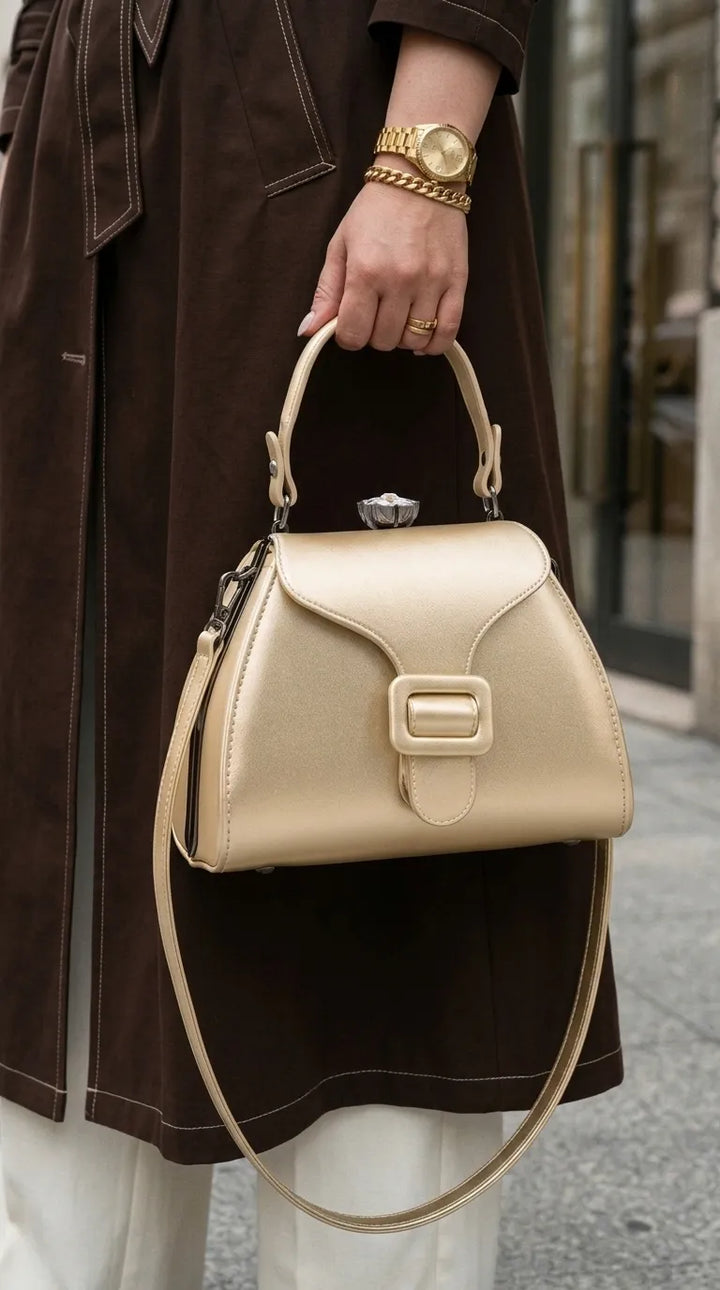 Golden Formal Hand Bag For Women P36678