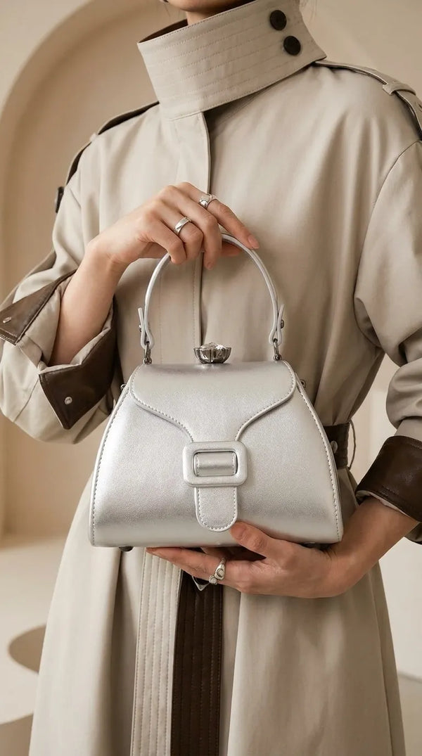 Silver Formal Hand Bag For Women P36678