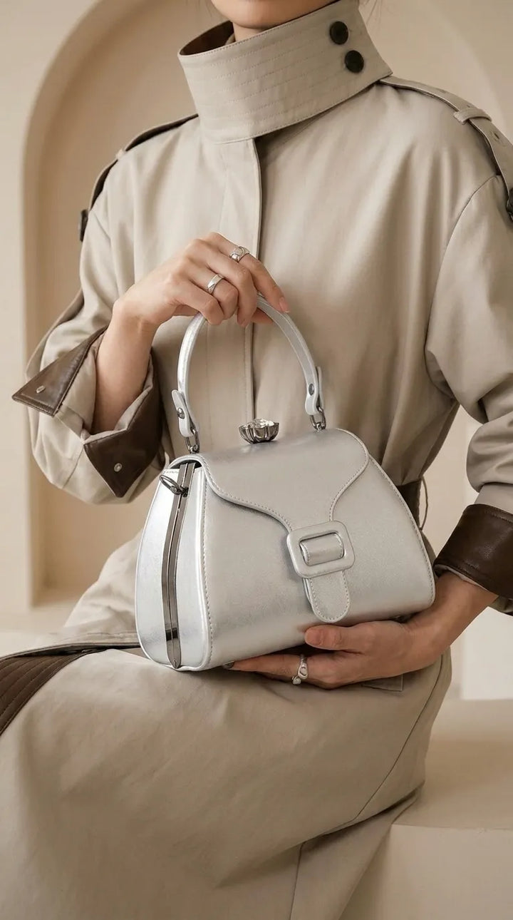 Silver Formal Hand Bag For Women P36678