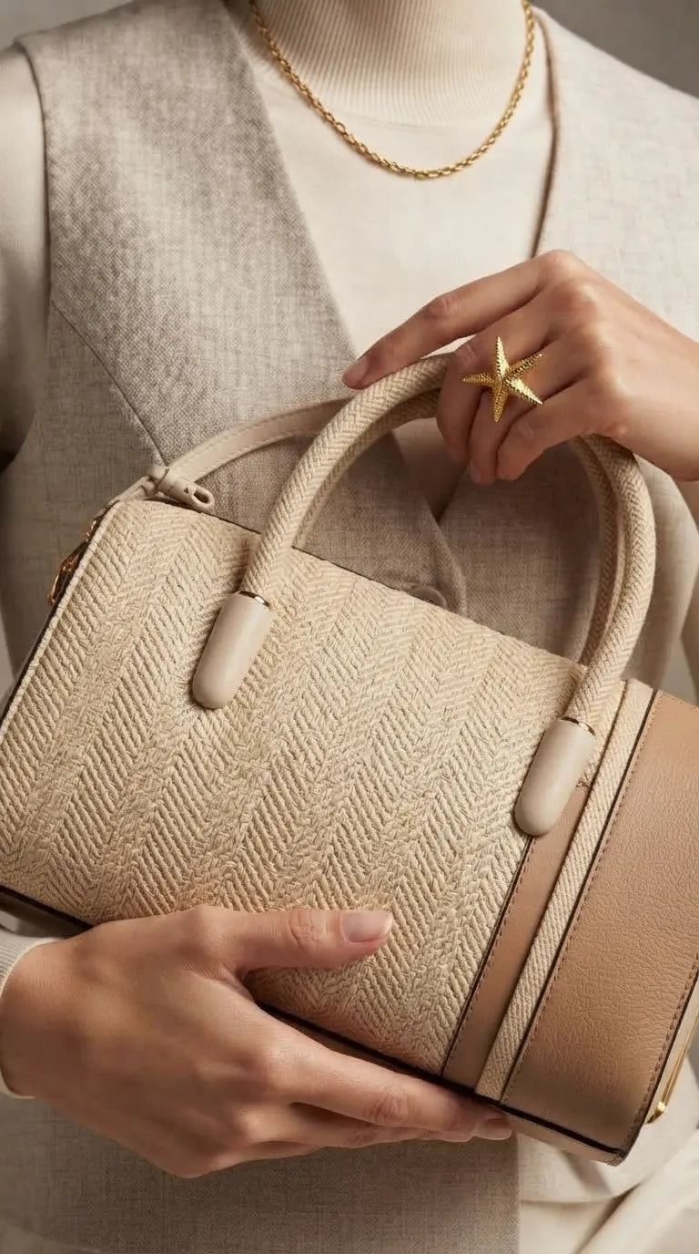Beige Formal Hand Bag For Women P36679