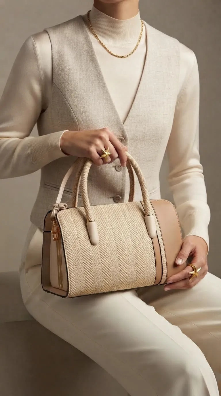 Beige Formal Hand Bag For Women P36679