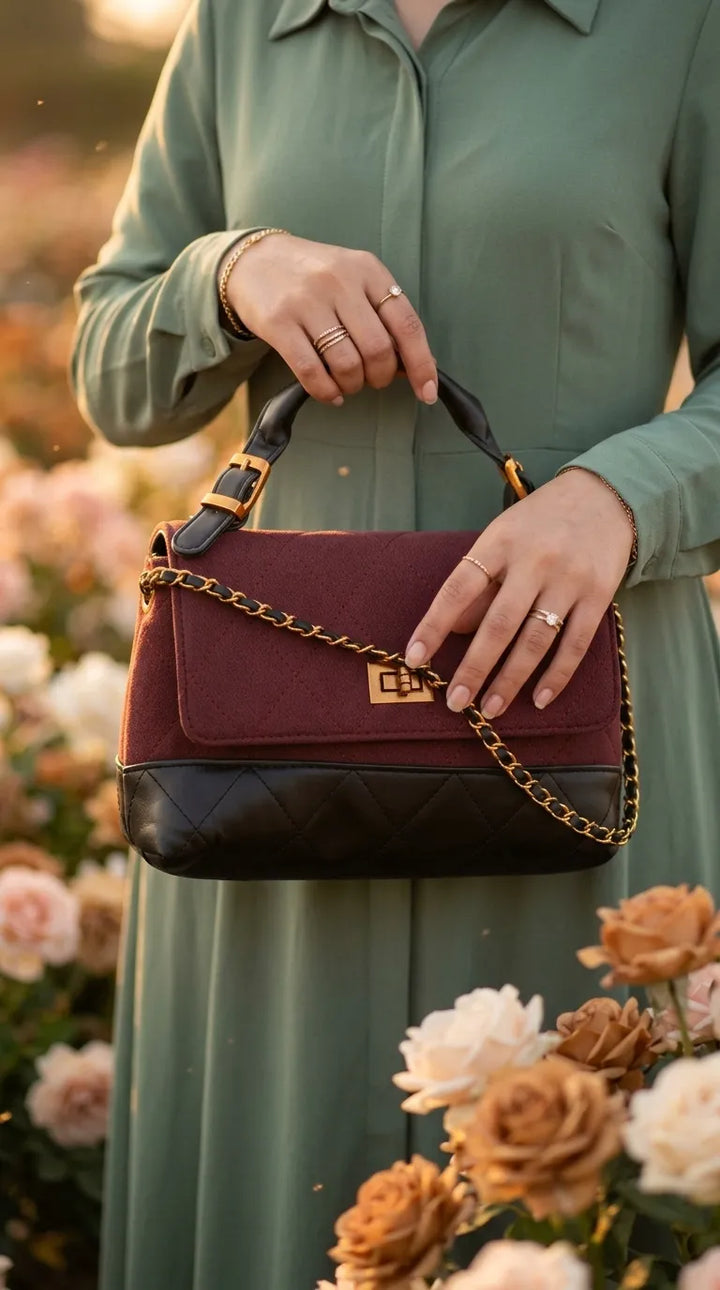 Maroon Formal Hand Bag For Women P36690