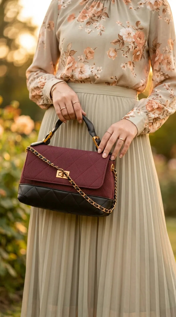 Maroon Formal Hand Bag For Women P36690