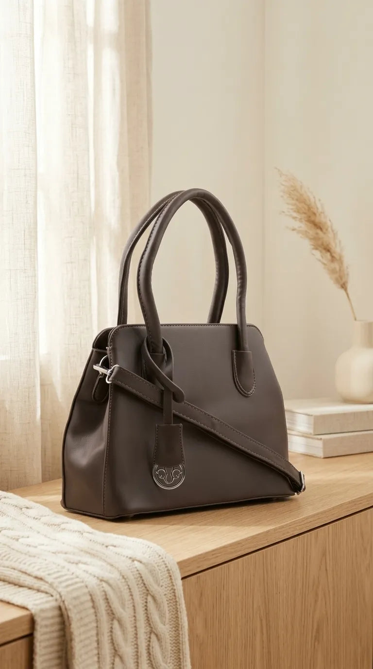 Coffee Formal Hand Bag For Women P36695