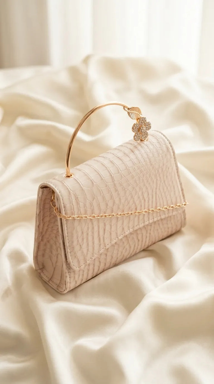 Beige Formal Clutch For Ladies P36708