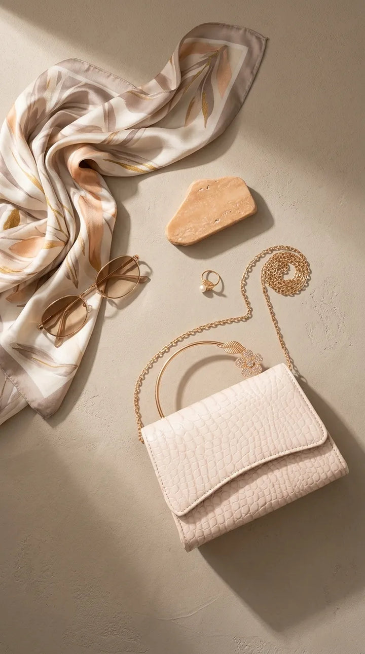 Beige Formal Clutch For Ladies P36708