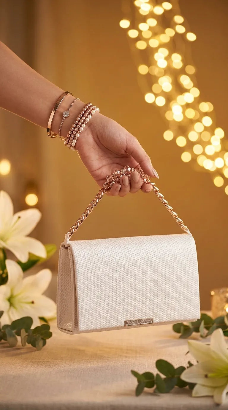 White Formal Clutch For Ladies P36722