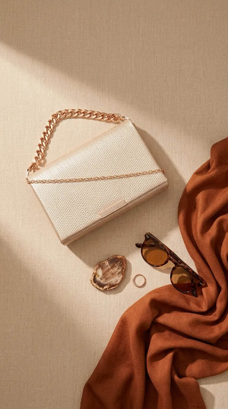 Golden Formal Clutch For Ladies P36722