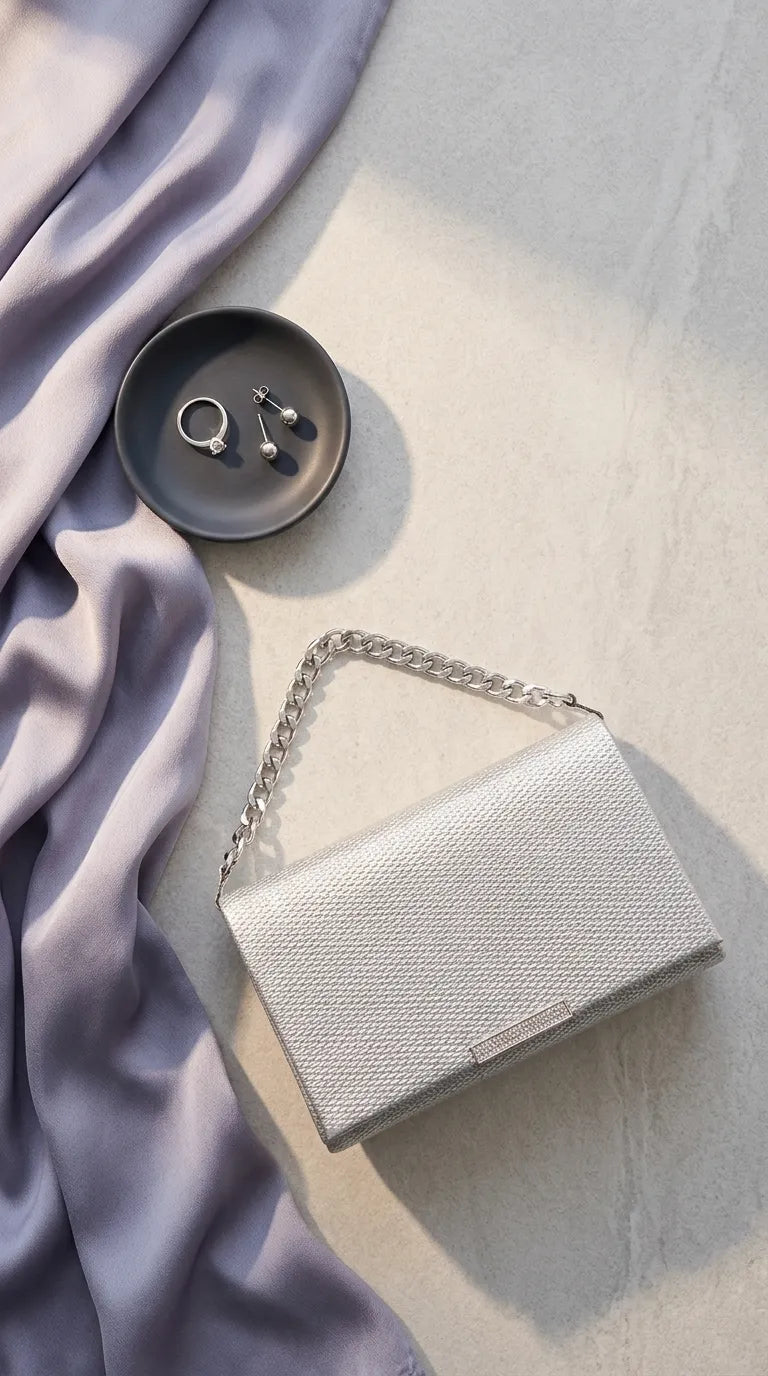 Silver Formal Clutch For Ladies P36722