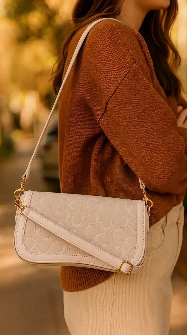 White Formal Shoulder Bag For Ladies P36767