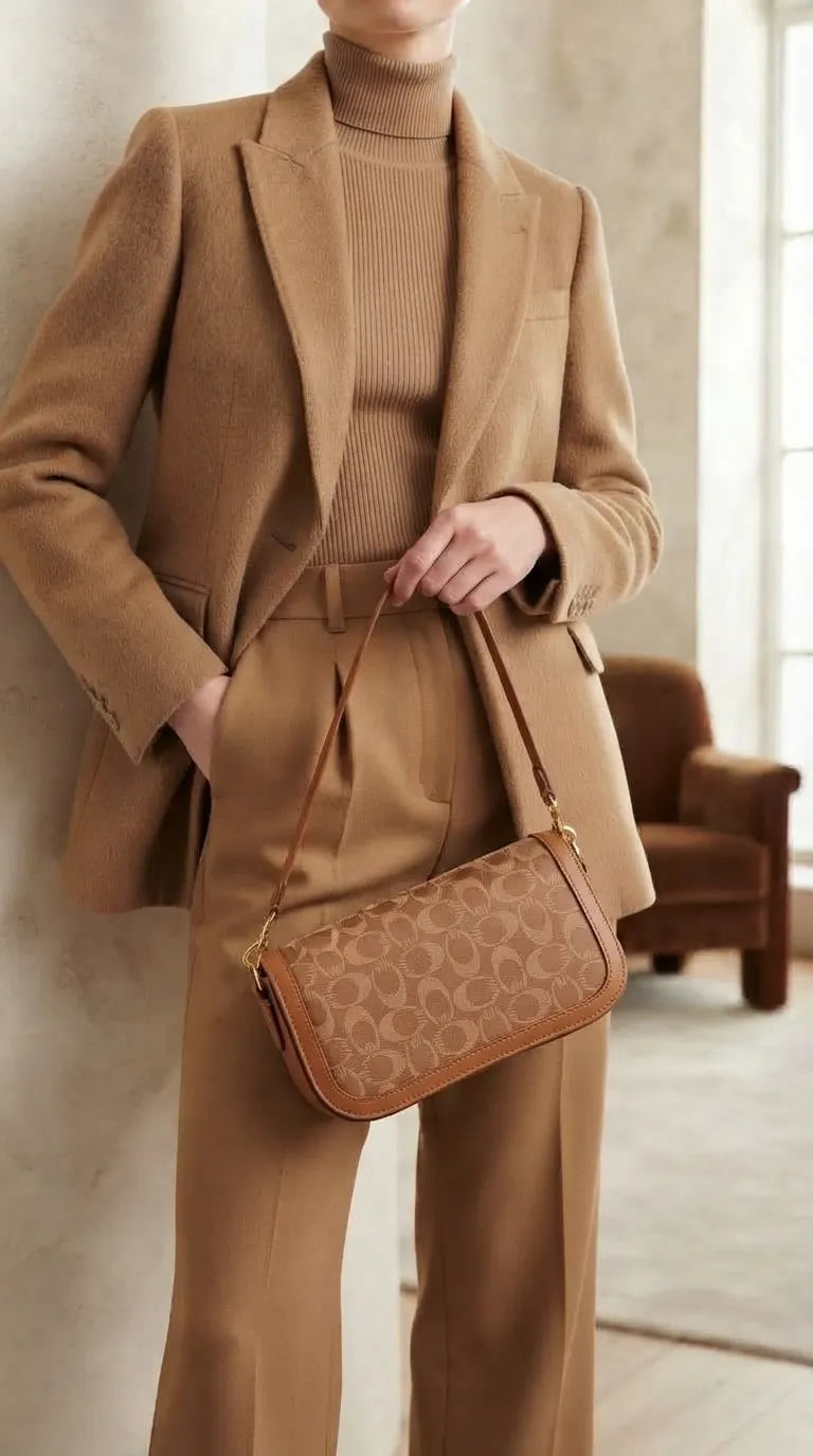 Coffee Formal Shoulder Bag For Ladies P36767