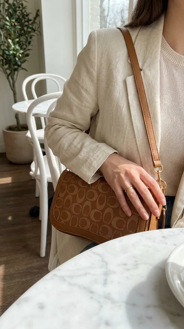 Coffee Formal Shoulder Bag For Ladies P36767