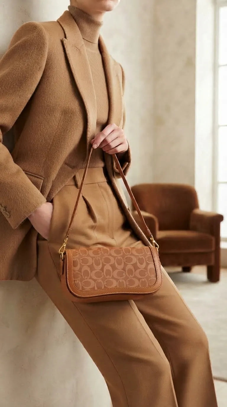 Coffee Formal Shoulder Bag For Ladies P36767