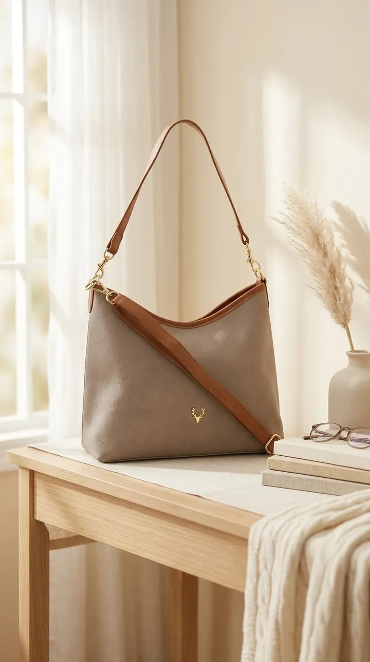 Beige Formal Shoulder Bag For Women P36778