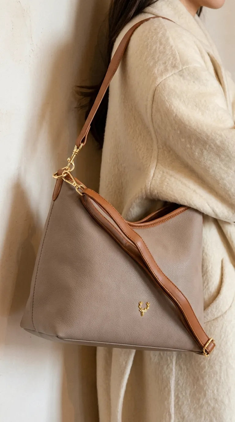 Beige Formal Shoulder Bag For Women P36778