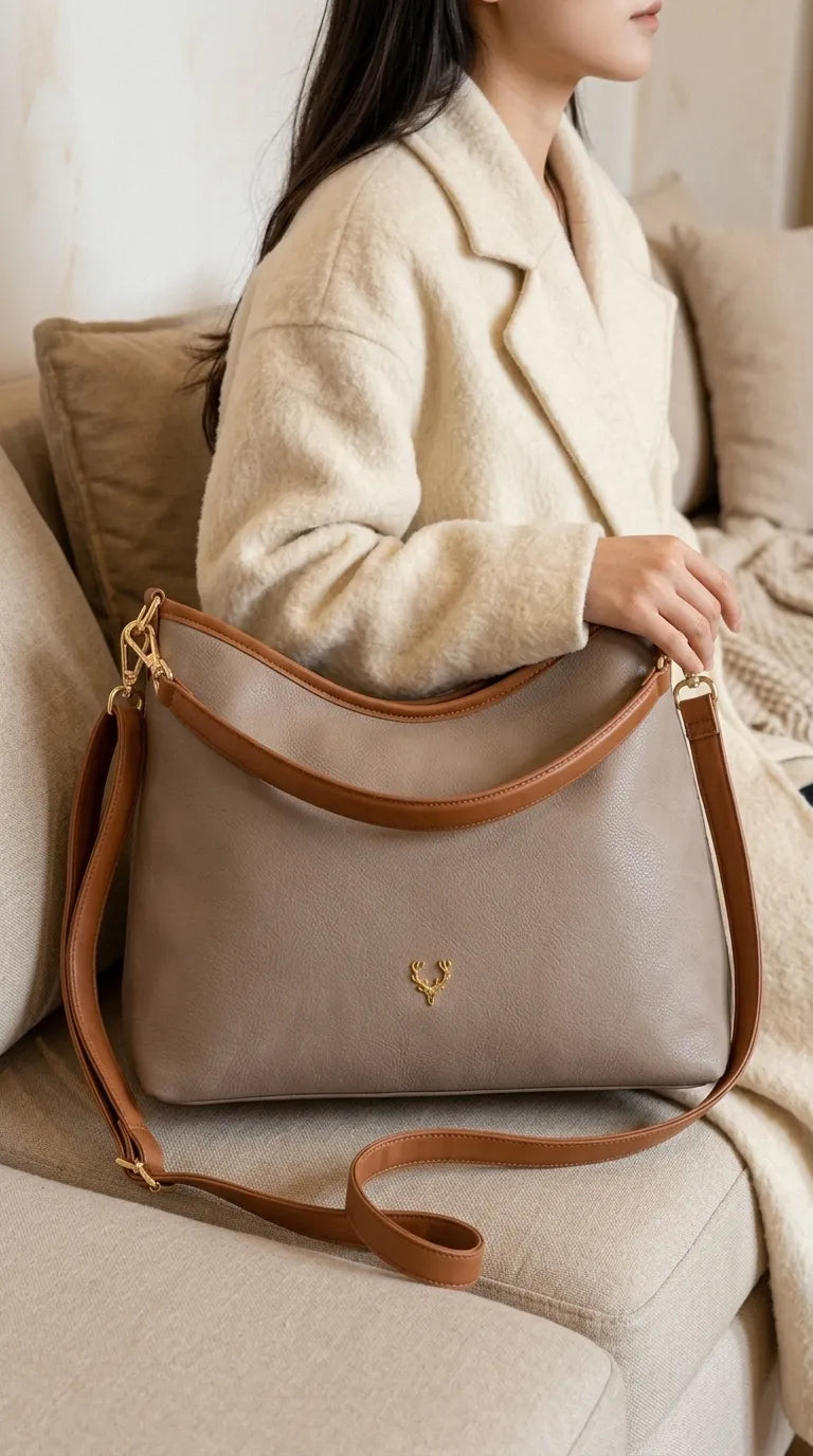 Beige Formal Shoulder Bag For Women P36778