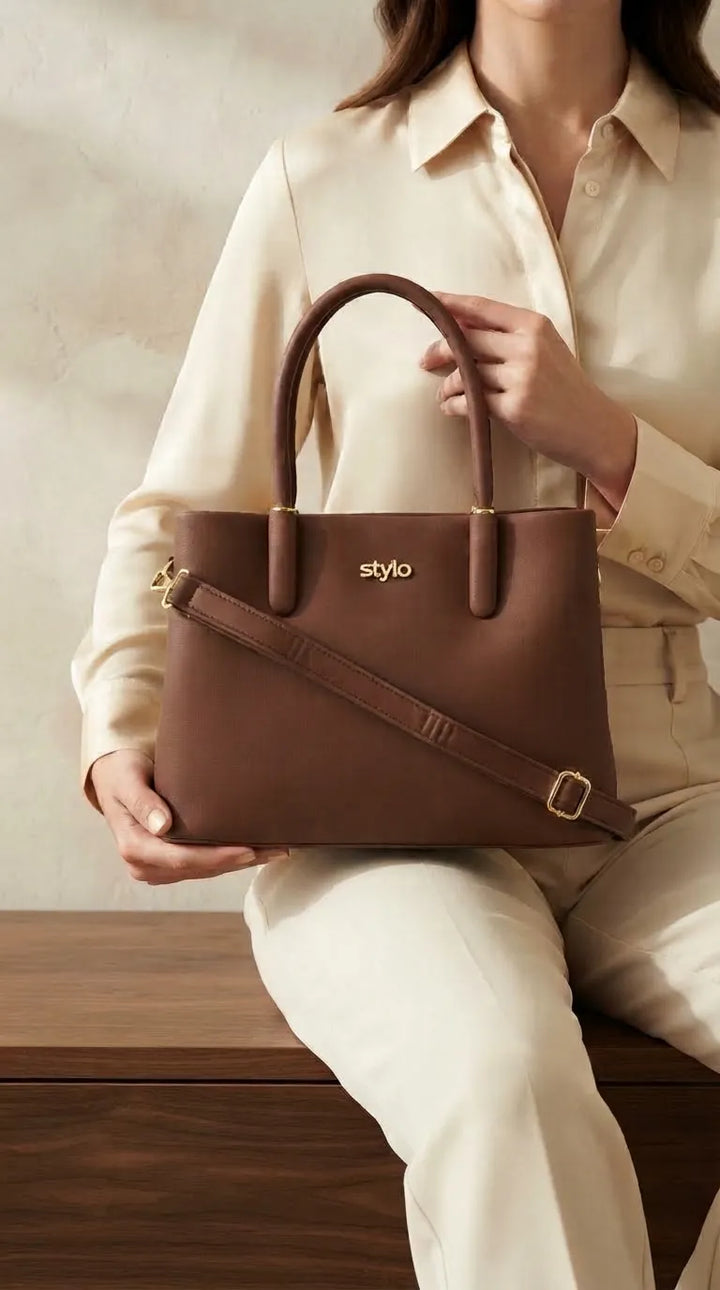 Brown Formal Shoulder Bag For Ladies P36779
