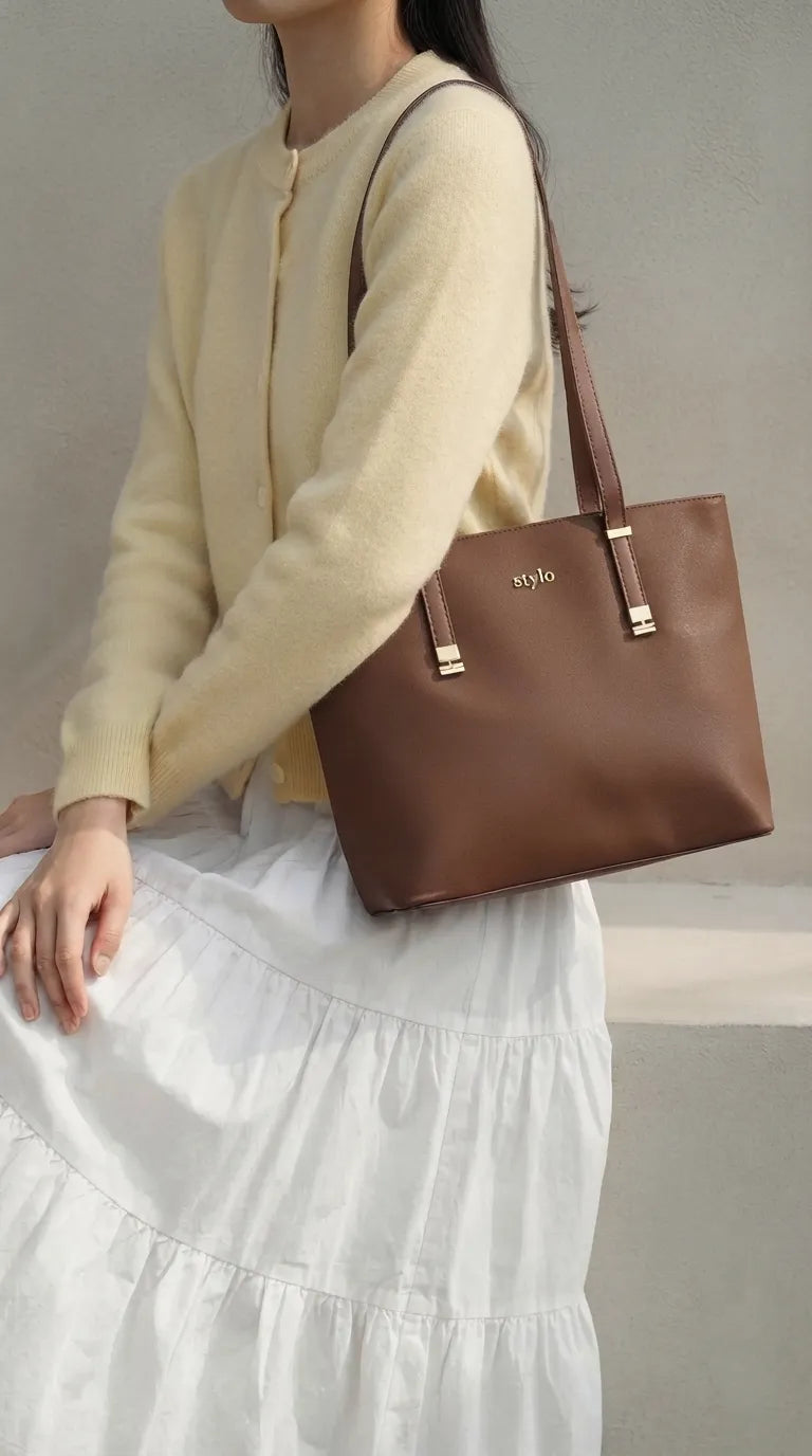 Brown Formal Shoulder Bag For Ladies P36781