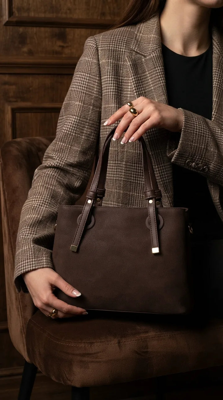 Coffee Formal Shoulder Bag For Ladies P36782