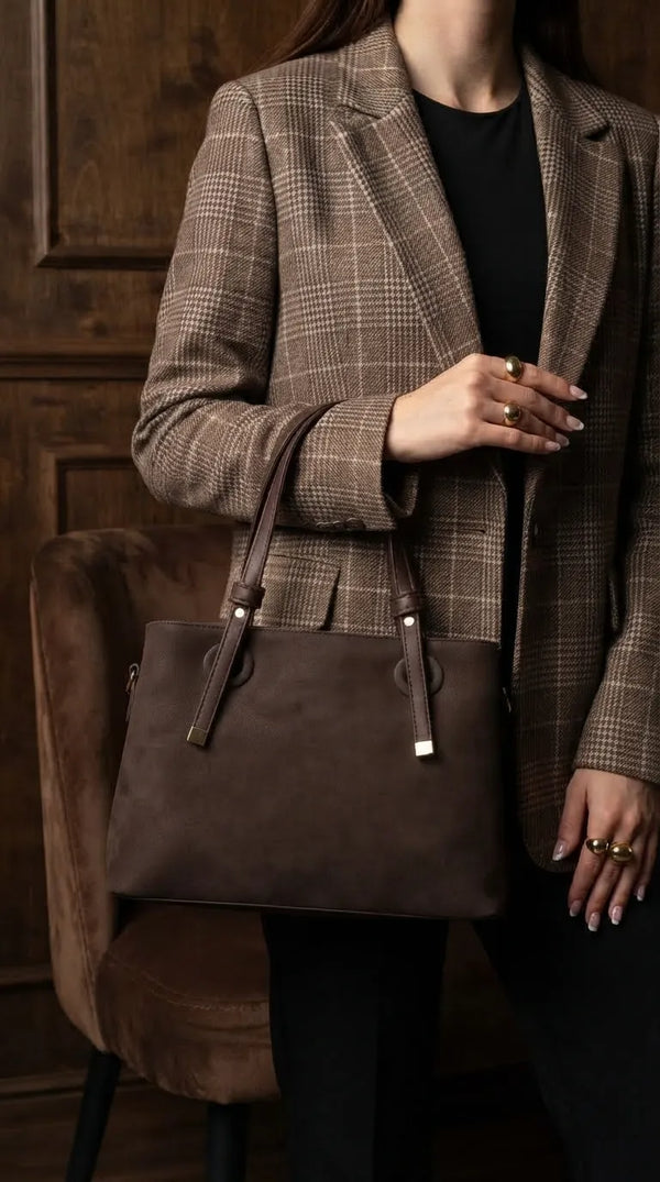 Coffee Formal Shoulder Bag For Ladies P36782
