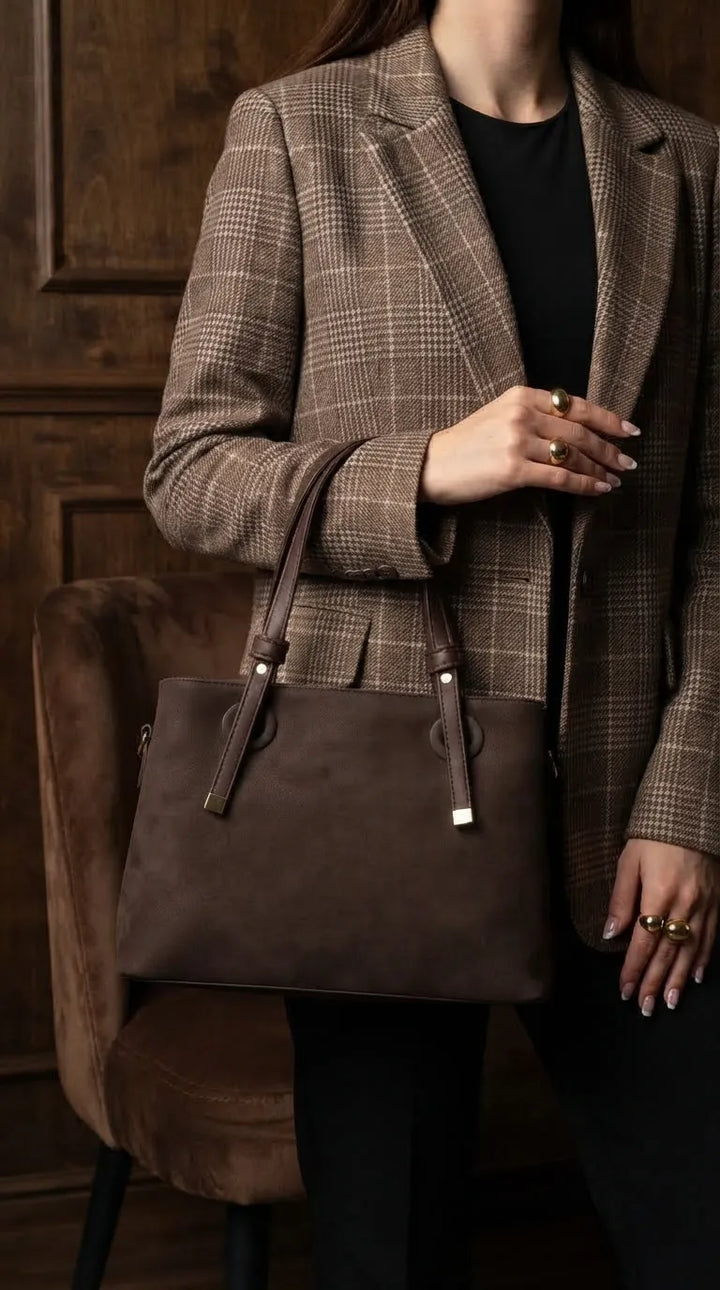 Coffee Formal Shoulder Bag For Ladies P36782