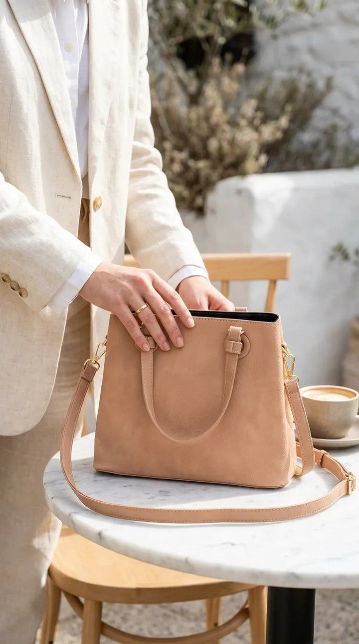 Beige Formal Shoulder Bag For Ladies P36782