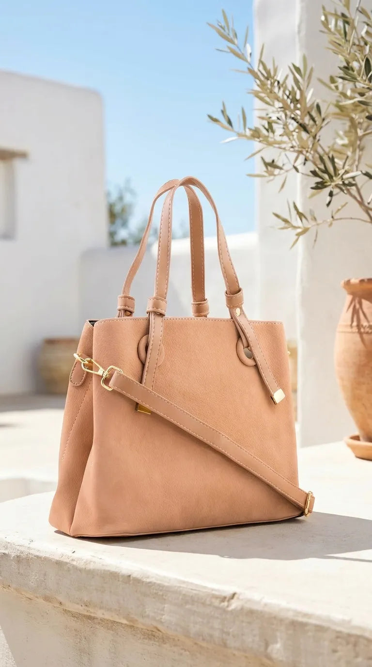Beige Formal Shoulder Bag For Ladies P36782