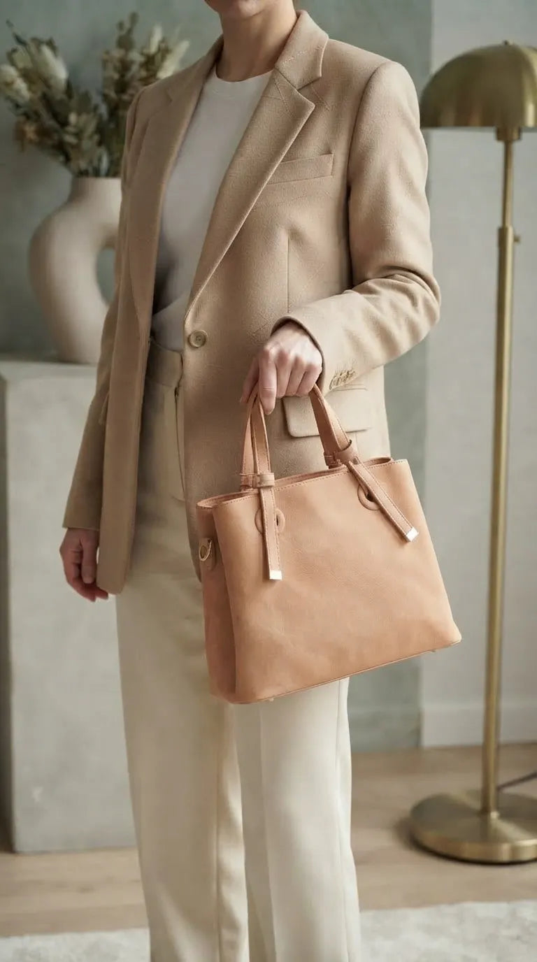 Beige Formal Shoulder Bag For Ladies P36782