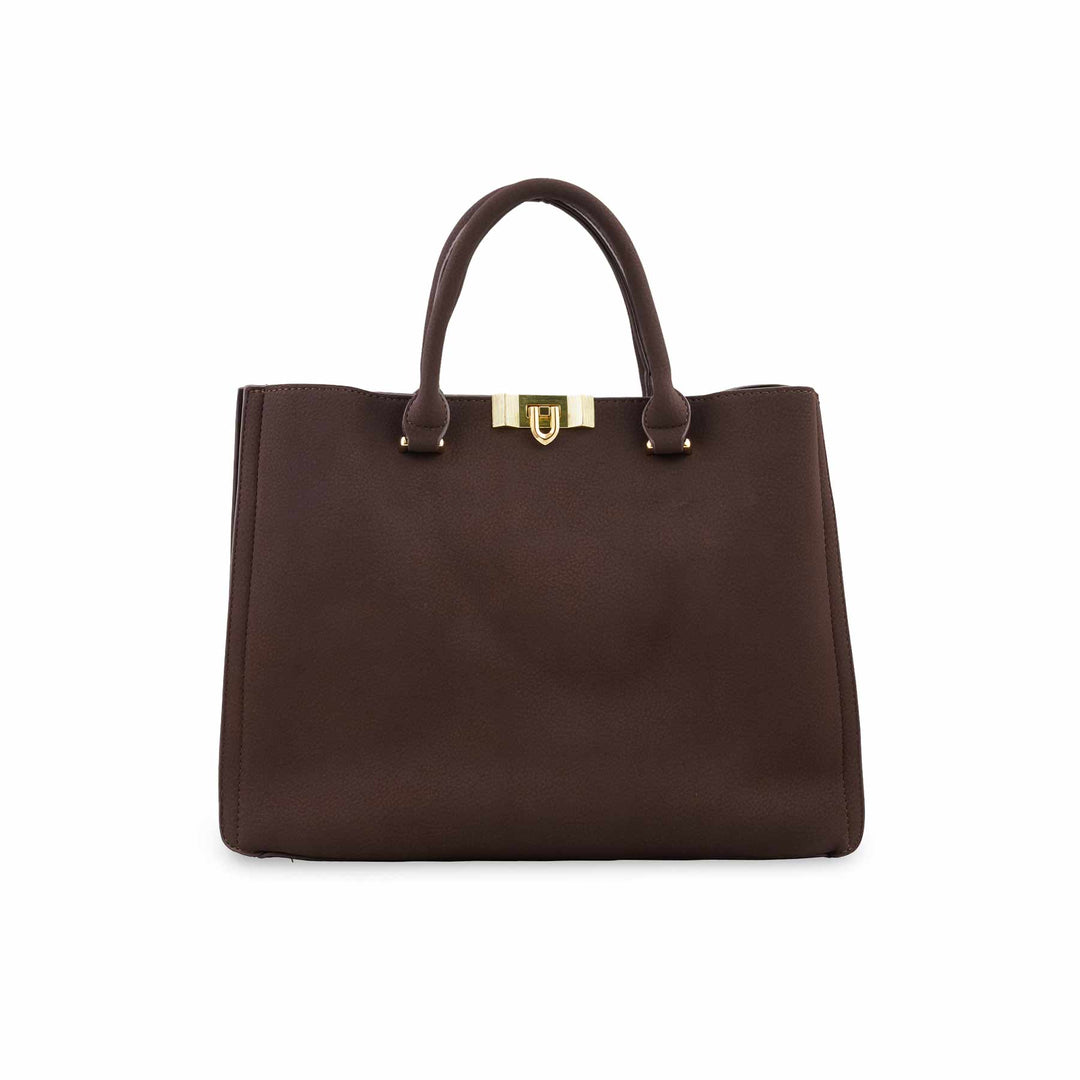 Coffee Formal Hand Bag For Ladies P36783
