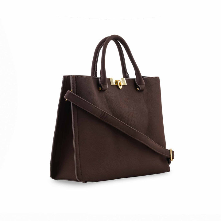 Coffee Formal Hand Bag For Ladies P36783