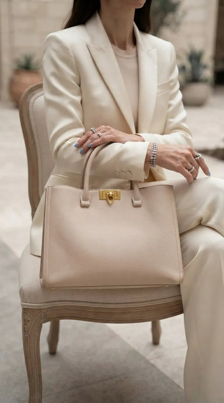 Beige Formal Shoulder Bag For Ladies P36783