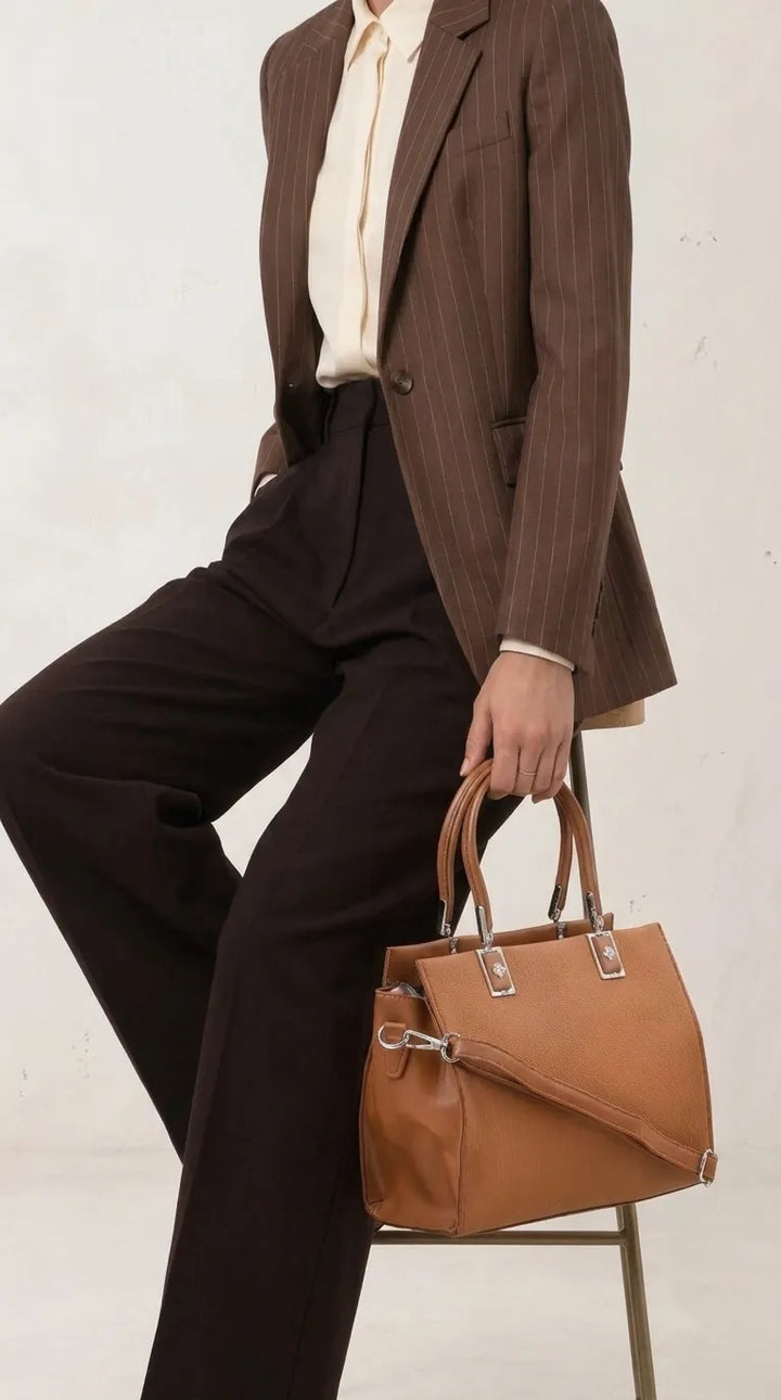 Khaki Formal Hand Bag For Ladies P36825