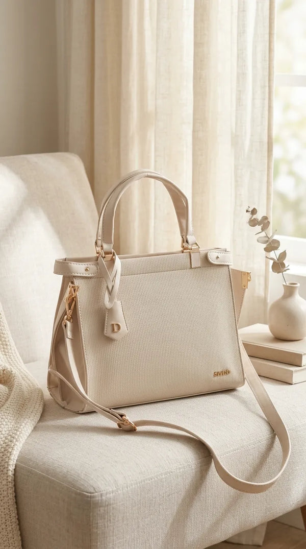 Beige Formal Hand Bag For Ladies P36826
