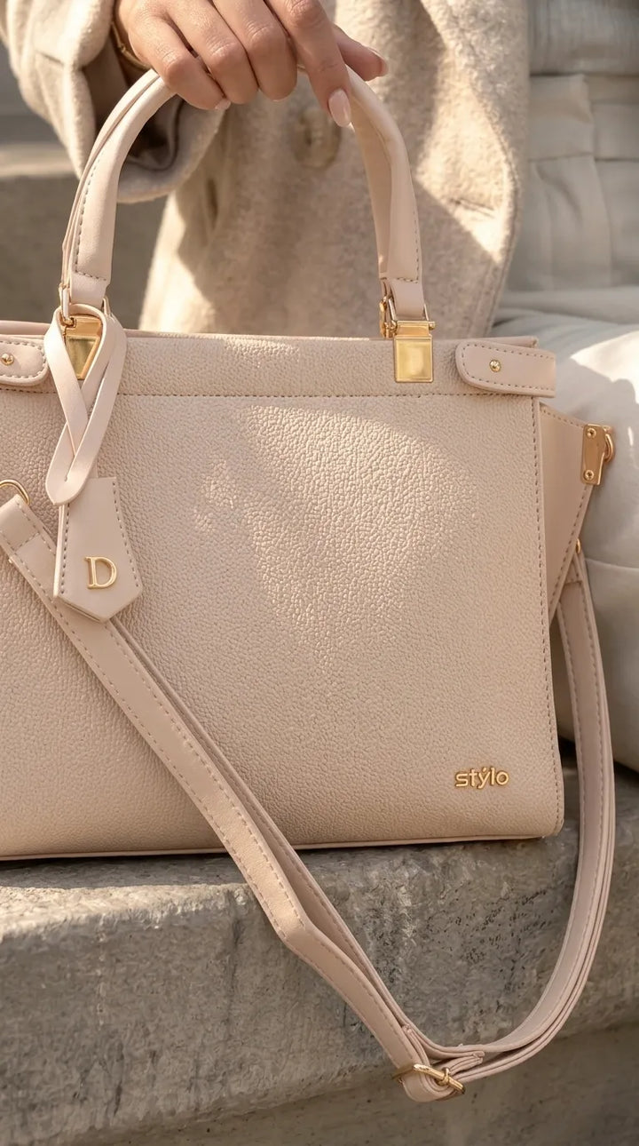 Beige Formal Hand Bag For Ladies P36826